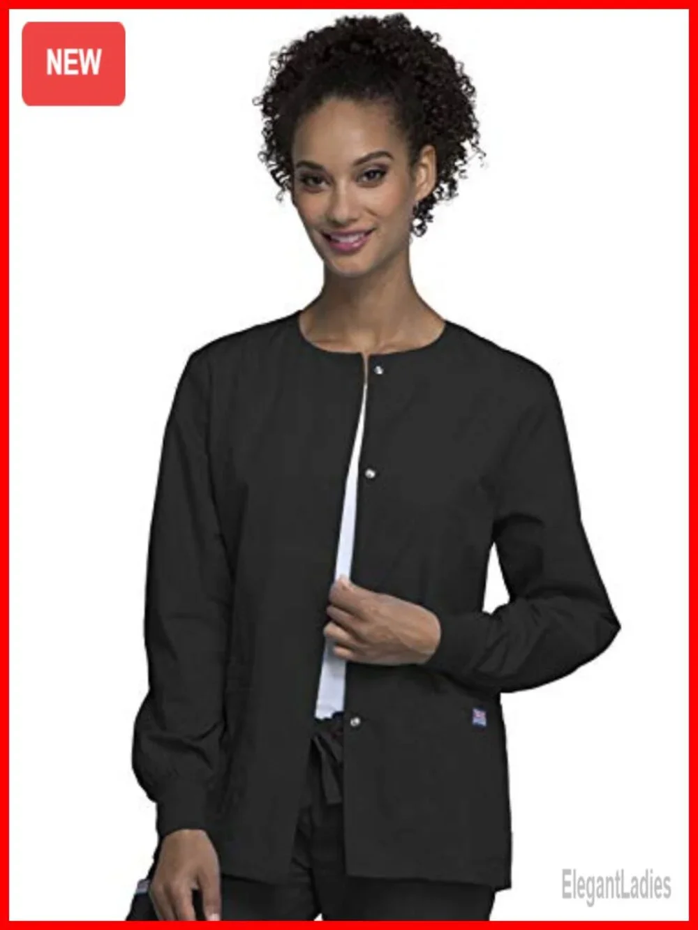 Cherokee Warm Up Scrub Jacket Snap Front 65% Polyester 35% Cotton Knit Cuffs